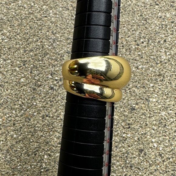 NEW Chunky 2 Double Dome Statement Ring 18K Yellow Gold Plated Size 8 - Picture 4 of 8